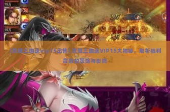 (攻城三国送vip15出售) 攻城三国送VIP15大揭秘，解析福利背后的策略与影响